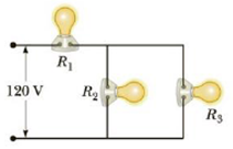 Chapter 18, Problem 50AP, Three 60.0-W, 120-V lightbulbs are connected across a 120-V power source, as shown in Figure P18.50. 