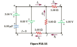 Chapter 18, Problem 55AP, The circuit in Figure P18.55 has been connected for several seconds. Find the current (a) in the 