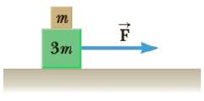 Chapter 4, Problem 68P, A block of mass 3m is placed on a frictionless horizontal surface, and a second block of mass m is 