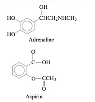 Chapter 14, Problem 32Q, The structures of adrenaline and aspirin are shown below: Label adrenaline and aspirin as a weak 