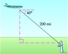 Chapter 7, Problem 38RE, Angle of Depression The distance from a plane to a radar station is 200 mi, and the angle of 