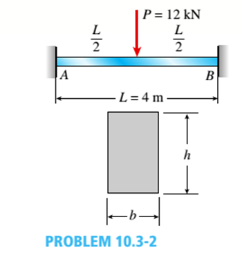 Chapter 10, Problem 10.3.2P, A fixed-end b earn is subjected to a point load at mid-span. The beam has a rectangular cross 