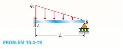 Chapter 10, Problem 10.4.19P, A triangularly distributed 1oad with a maximum intensity of q0= 10 lb/ft acts on propped cantilever 