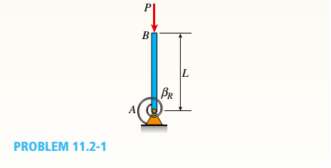 Chapter 11, Problem 11.2.1P, A rigid bar of length L is supported by a linear elastic rotational spring with rotational stiffness 