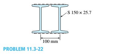 Chapter 11, Problem 11.3.22P, The cross section of a column built up of two steel I-beams (S 150 × 25.7 sections) is shown in the 
