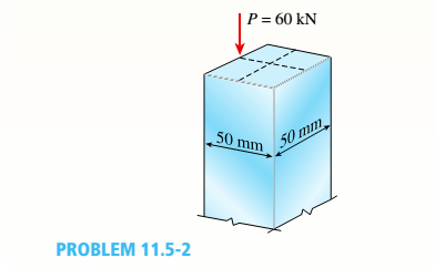 Chapter 11, Problem 11.5.2P, ‘11.5-2 A steel bar having a square cross section (50 mm × 50 mm)and length L = 2.0 in is compressed 