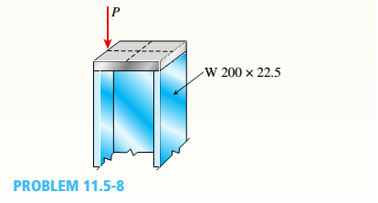 Chapter 11, Problem 11.5.8P, A wide-flange member (W200 × 22.5) is compressed by axial loads that have a resultant P acting at 