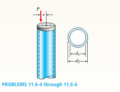 Chapter 11, Problem 11.6.6P, A circular aluminum tube with pinned ends supports a load P = 18 kN acting at a distance e = 50 mm 