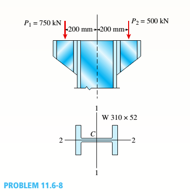 Chapter 11, Problem 11.6.8P, A steel W 310 x 52 column is pin-supported at the ends and has a length L = 4 m. The column supports 
