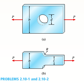Chapter 2, Problem 2.10.1P, The flat bars shown in parts a and b of the figure are subjected to tensile forces P = 3.0 kips. 