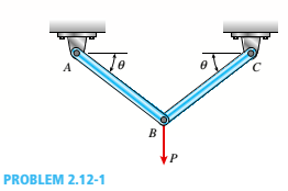 Chapter 2, Problem 2.12.1P, Two identical bars AB and BC support a vertical load P (see figure). The bars are made of steel 