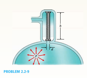 Chapter 2, Problem 2.2.9P, A safety valve on the top of a tank containing steam under pressure p has a discharge hole of 
