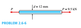 Chapter 2, Problem 2.6.6P, A steel bar with a diameter d = 12 mm is subjected to a tensile load P = 9.5 kN (see figure). (a) 