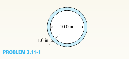 Chapter 3, Problem 3.11.1P, A hollow circular tube having an inside diameter of 10.0 in, and a wall thickness of 1.0 in. (see 