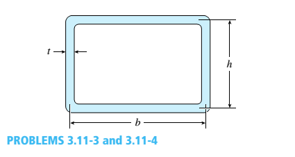 Chapter 3, Problem 3.11.3P, A thin-walled aluminum tube of rectangular cross section (sec fig me) has a centerline dimensions b 