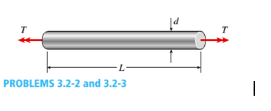 Chapter 3, Problem 3.2.3P, A copper rod of length L = 18.0 in. is to be twisted by torques T (see figure) until the angle of 