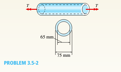 Chapter 3, Problem 3.5.2P, A circular steel tube with an outer diameter of 75 mm and inner diameter of 65 mm is subjected to 