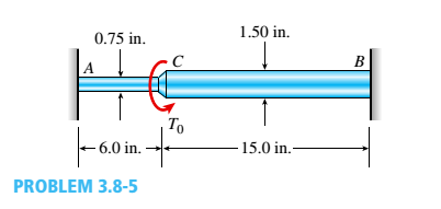 Chapter 3, Problem 3.8.5P, A stepped shaft ACB having solid circular cross sections with two different diameters is held 