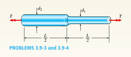Chapter 3, Problem 3.9.3P, A stepped shaft of solid circular cross sections (see figure) has length L = 45 in., diameter d2=1.2 