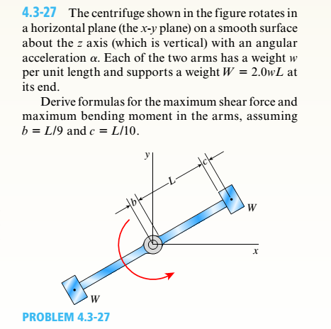 Chapter 4, Problem 4.3.27P, The centrifuge shown in the figure rotates in a horizontal plane (the x-y plane) on a smooth surface , example  2