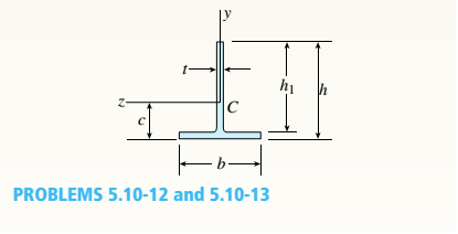 Chapter 5, Problem 5.10.12P, The T-beam shown in the figure has cross-sectional dimensions: b = 210 mm, t = 16 mm, h = 300 mm, 