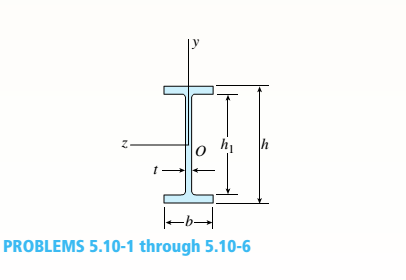 Chapter 5, Problem 5.10.1P, -1 through 5.10-6 A wide-flange beam (see figure) is subjected to a shear force V. Using the 