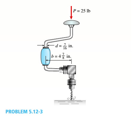 Chapter 5, Problem 5.12.3P, While drilling a hole with a brace and bit, you exert a downward force P = 25 lb on the handle of 