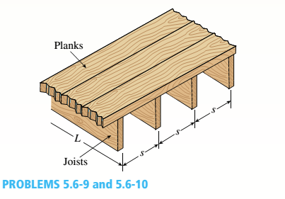 Chapter 5, Problem 5.6.10P, The wood joists supporting a plank Floor (see figure) are 38 mm × 220 mm in cross section (actual 