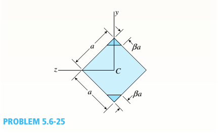 Chapter 5, Problem 5.6.25P, A beam of square cross section (a = length of each side) is bent in the plane of a diagonal (see 