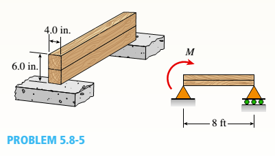 Chapter 5, Problem 5.8.5P, Two wood beams, each of rectangular cross section (3.0 in. x 4.0 in., actual dimensions), are glued 