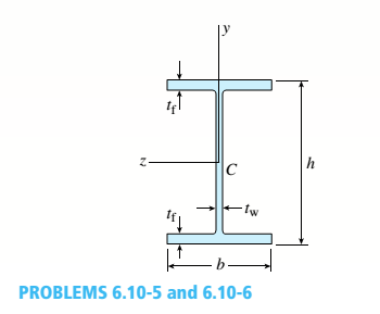 Chapter 6, Problem 6.10.6P, Solve the preceding problem for a wide-flange beam with h = 404 mm, b = 140 mm, bf= 11.2 mm, and rf. 