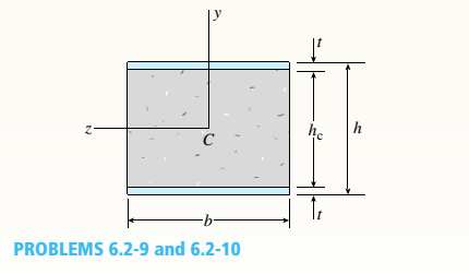 Chapter 6, Problem 6.2.10P, The cross section of a sandwich beam consisting of fiberglass faces and a lightweight plastic core 