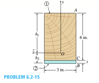Chapter 6, Problem 6.2.15P, -15 A composite beam is constructed froma wood beam (3 in. x 6 in.) and a steel plate (3 in, wide). 