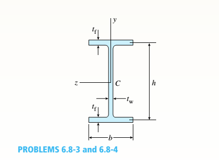 Chapter 6, Problem 6.8.3P, A beam of wide-flange shape, W 8 x 28, has the cross section shown in the figure. The dimensions are 