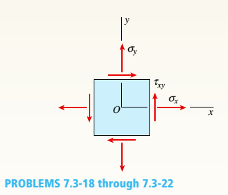 Chapter 7, Problem 7.3.21P, -18 through 7.3-22 An element in plane stress (see figure) is subjected to stresses o, a., and (a) , example  1