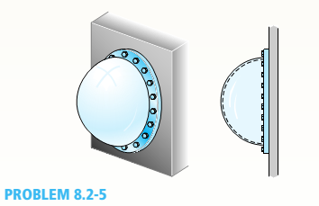 Chapter 8, Problem 8.2.5P, A hemispherical window (or viewport) in a decompression chamber (see figure) is subjected to an 