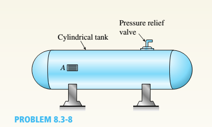 Chapter 8, Problem 8.3.8P, A circular cylindrical steel tank (see figure) contains a volatile fuel under pressure, A strain 