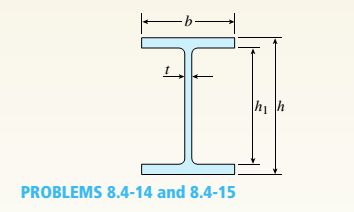 Chapter 8, Problem 8.4.14P, A beam with a wide-flange cross section (see figure) has the following dimensions: h = 120 mm, r = 