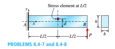 Chapter 8, Problem 8.4.7P, A cantilever beam(Z, = 6 ft) with a rectangular cross section (/> = 3.5 in., h = 12 in.) supports an 
