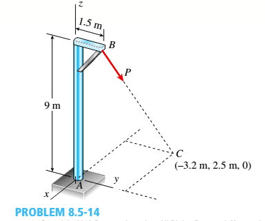 Chapter 8, Problem 8.5.14P, A post having a hollow, circular cross section supports a P = 3.2 kN load acting at the end of an 