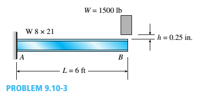 Chapter 9, Problem 9.10.3P, A cantilever beam AB of length L = 6 It is constructed of a W 8 x 21 wide-flange section (see 