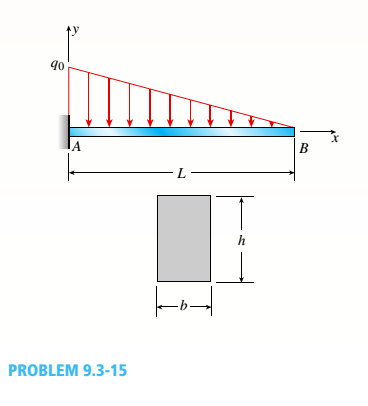 Chapter 9, Problem 9.3.15P, A cantilever beam has a length L = 12 ft and a rectangular cross section (b = 16 in., h = 24 in.), A 