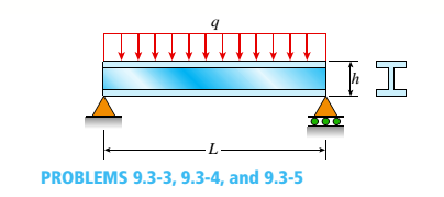 Chapter 9, Problem 9.3.4P, A uniformly loaded, steel wide-flange beam with simple supports (see figure) has a downward 