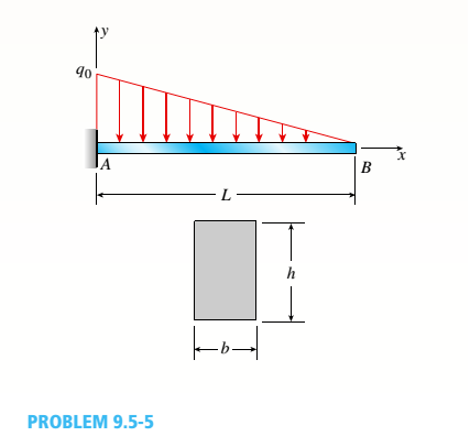 Chapter 9, Problem 9.5.5P, A cantilever beam of a length L = 2.5 ft has a rectangular cross section {b = 4in,, h = Sin,) and 