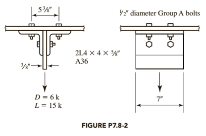 Chapter 7, Problem 7.8.2P, Determine the adequacy of the hanger connection in Figure P7.8-2 Account for prying action. a. Use 