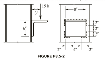 Determine the maximum load in the weld in kips per inch of length ...