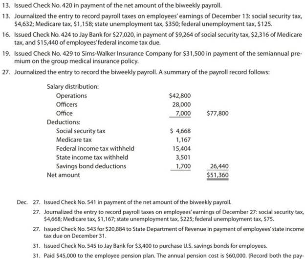 Chapter 10, Problem 10.5APR, Payroll accounts and year-end entries The following accounts, with the balances indicated, appear in , example  3