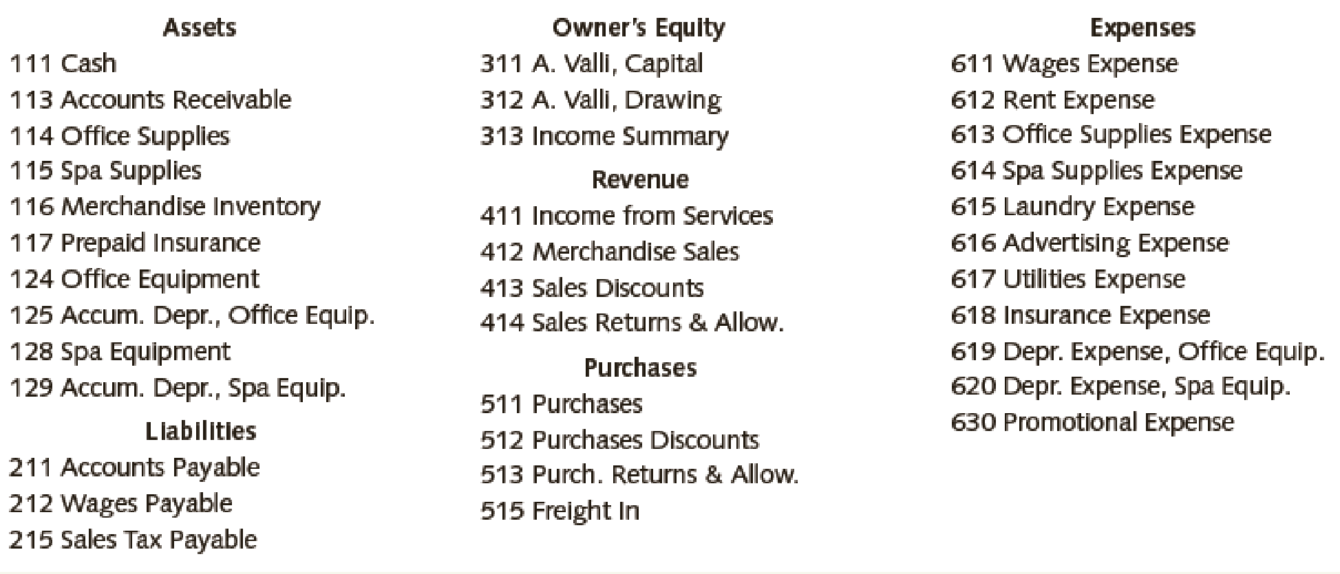 Chart Of Accounts Example Service Business