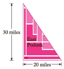 Chapter 8.5, Problem 48E, Population Density The town of East Podunk is shaped like a triangle with an east-west base of 20 