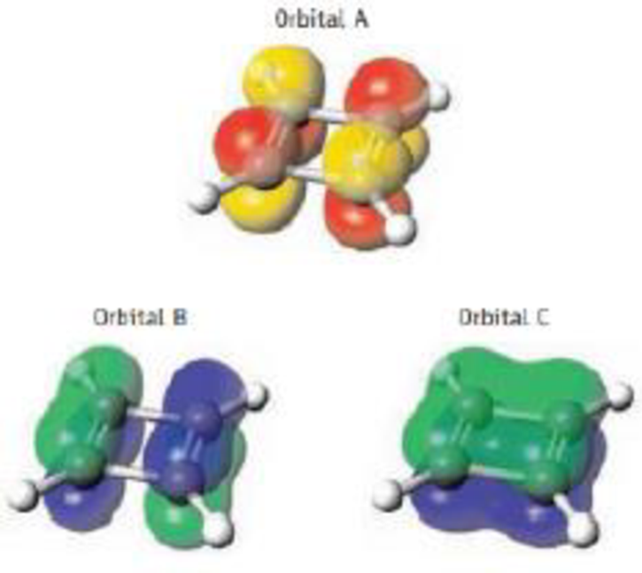 Chapter 9, Problem 65SCQ, Three of the four  molecular orbitals for cyclobutadiene are pictured here. Place them in order of 